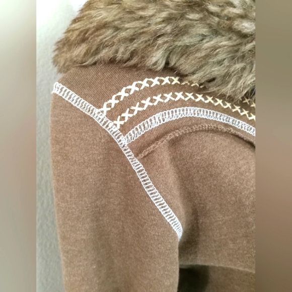 Ariat Zip Front Hoodie Brown Faux Fur Hood Women L - Picture 3 of 8